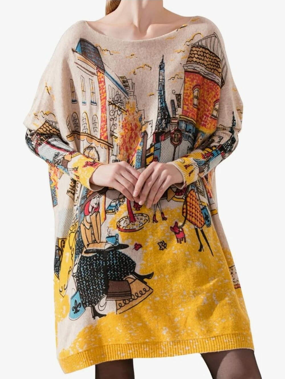 Plus Size Oversized Fall Long Sleeve Crewneck Printed Loose Casual Pattern Sweat